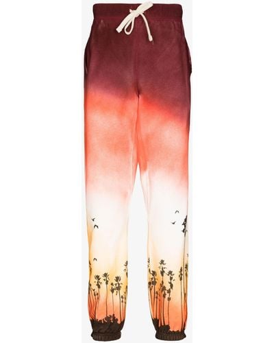 CAMP HIGH Sunset Print Cotton Track Pants - Men's - Cotton - Red