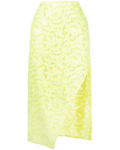 Alexander McQueen Floral-lace Midi Skirt - Yellow