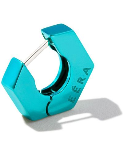 Eera Eéra - 18k White Gold Dado Mini Single Hoop Earring - Blue