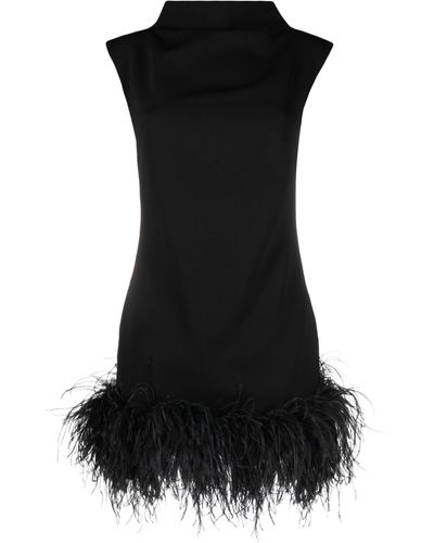 16Arlington Nyx Feather-trim Minidress - Black