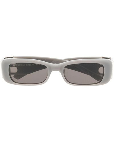Balenciaga Logo-plaque Rectangle-frame Sunglasses - Gray