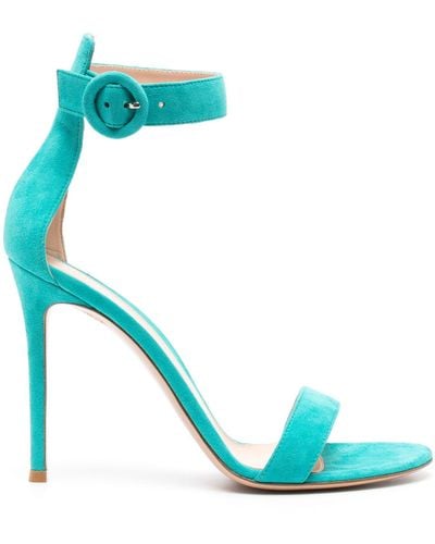 Gianvito Rossi Turquoise Portofino 105mm Suede Sandals - Blue