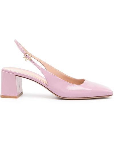 Gianvito Rossi Leather Sling-back Court Shoes - Pink