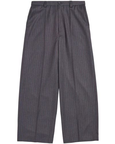 Balenciaga Pinstriped Wool Tailored Pants - Unisex - Virgin Wool - Blue