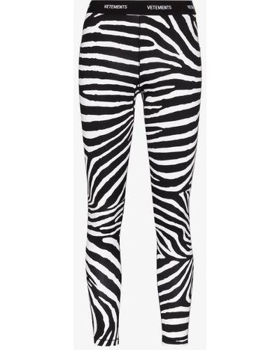 Vetements Logo Zebra-print leggings - Black