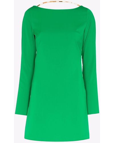De La Vali Sinatra Chain Detail Crêpe Mini Dress - Women's - Polyester - Green