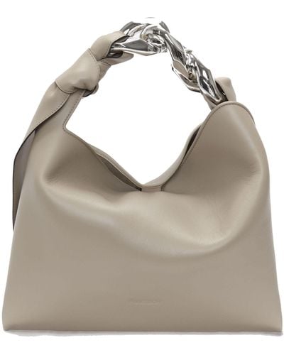 JW Anderson Brown Chain Small Leather Tote Bag - Gray
