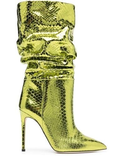 Paris Texas 105mm Snakeskin-effect Metallic Boots - Green