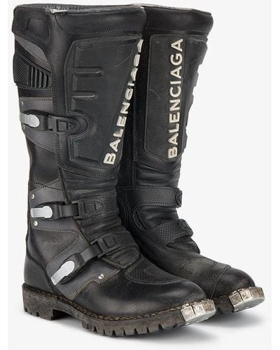 Balenciaga Metal Toe Biker Boots - Black