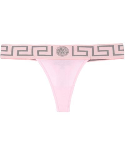 Versace Gerca-patterned Waistband Thong - Pink