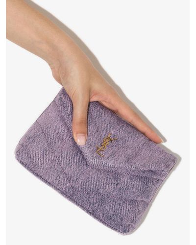 Saint Laurent Purple Puffer Small Denim Clutch Bag