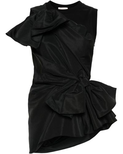 Alexander McQueen Asymmetric Bow-detail Top - Black