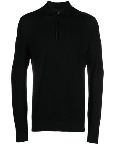 Brioni Knit Long-sleeve Polo Shirt - Black