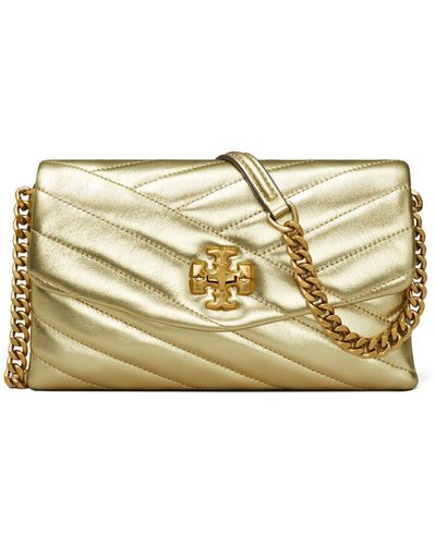 Tory Burch Kira Leather Wallet On Chain - Metallic