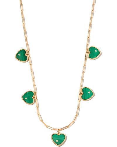 Yvonne Léon 18k Yellow Malachite Heart Pendant Necklace - Metallic