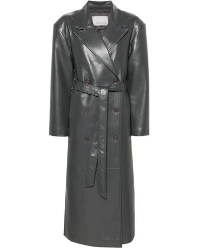 Frankie Shop Tina Faux-leather Trench Coat - Women's - Polyurethane/polyester - Gray