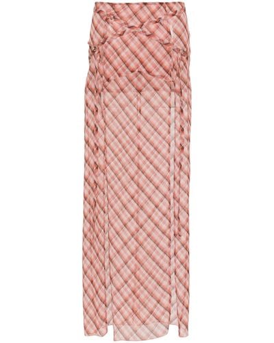 KNWLS Thrall Checked Maxi Skirt - Women's - Polyester - Pink