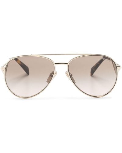 Prada Enamel-triangle Pilot-frame Sunglasses - Natural