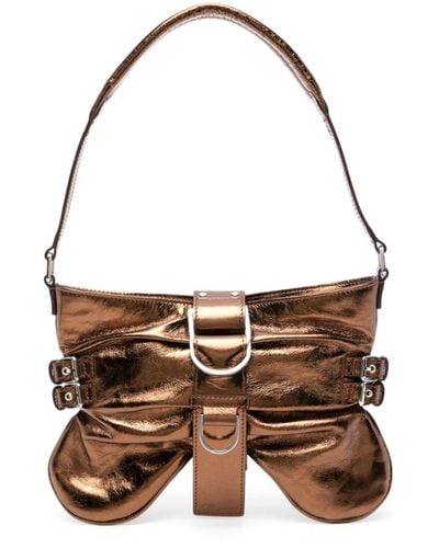 Blumarine Bronze-tone Butterfly Leather Bag - Brown