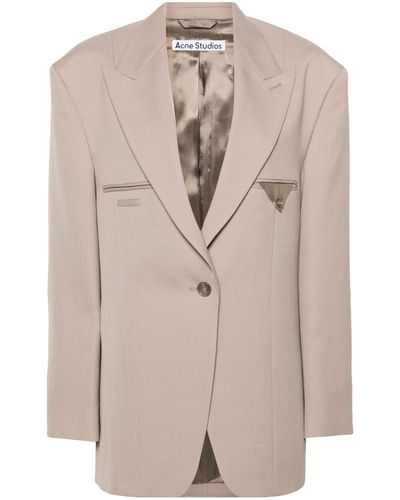 Acne Studios Neutral Single-breasted Blazer - Women's - Polyester/wool/viscose - Natural