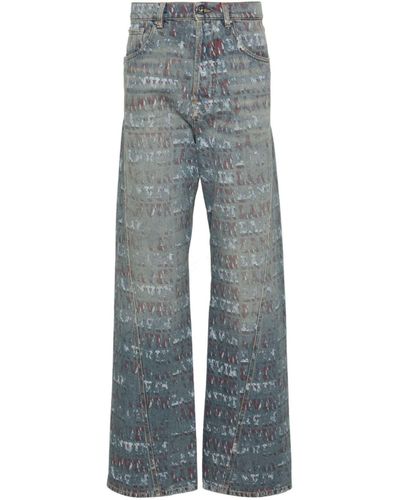 Lanvin X Future Straight-leg Jeans - Men's - Calf Leather/cotton/brass - Blue