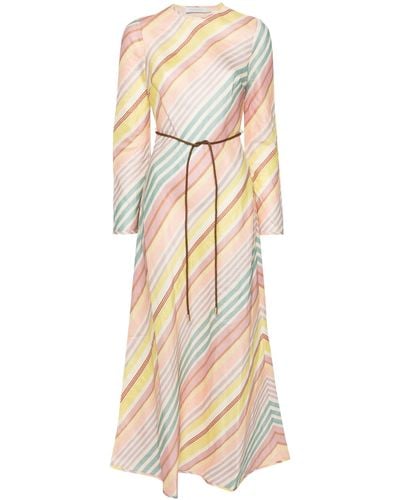 Zimmermann Multicolour Diagonal Stripes Maxi Dress - Natural