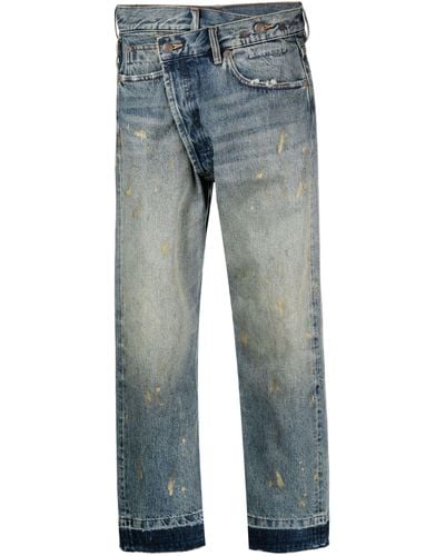 R13 Crossover High-Rise Cropped Jeans - Blue