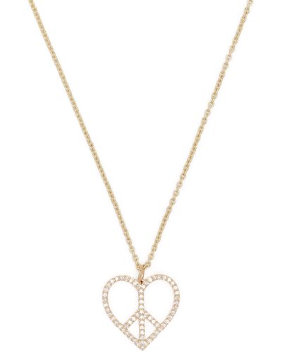 Sydney Evan 14k Yellow Peace Heart Large Diamond Necklace - Metallic