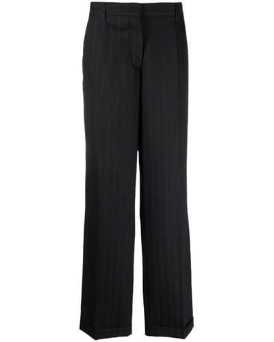 Miu Miu Pinstripe Tailored Wool Pants - Women's - Viscose/virgin Wool - Black