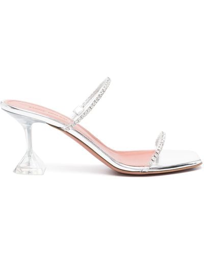 AMINA MUADDI Silver Gilda 70 Crystal Sandals - White