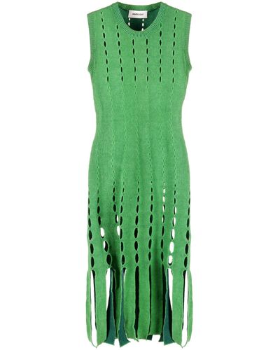Ambush Knitted Cutout Midi Dress - Green