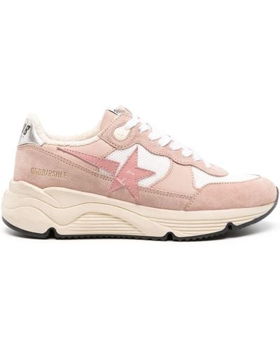 Golden Goose Star Patch Panelled Trainers - Women's - Pure Cotton/buffalo Leather/calf Leather/fabricrubber - Pink