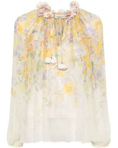 Zimmermann Harmony Georgette Blouse - Women's - Viscose/recycled Polyester/elastane - Natural