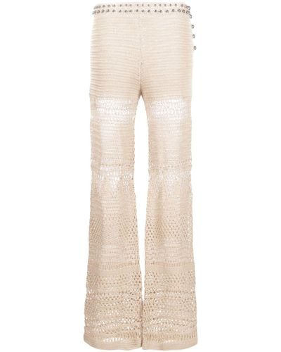 Rabanne High-waisted Knitted Trousers - Natural
