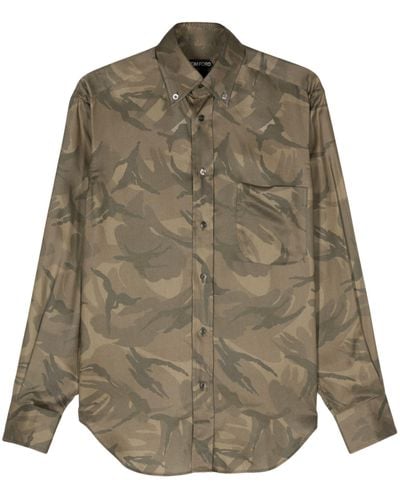 Tom Ford Camouflage-print Button-down Shirt - Green