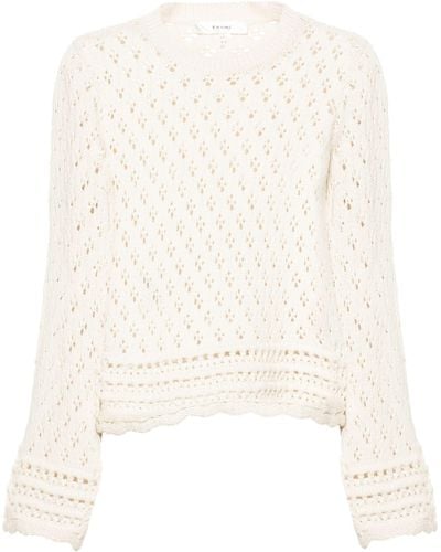 FRAME Neutral Crochet-knit Sweater - Women's - Cotton/silk - White
