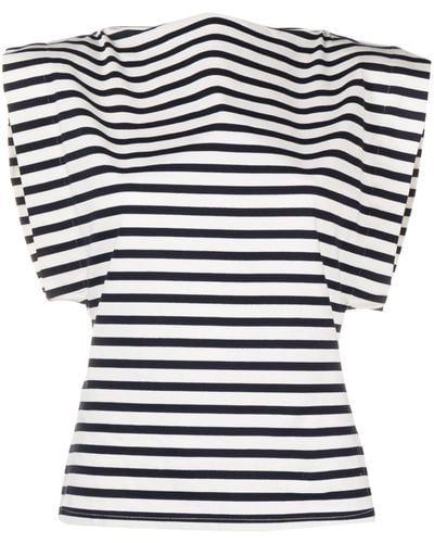 Matteau Boat-neck Striped T-shirt - Blue