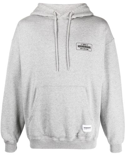 Neighborhood Logo-print Cotton Hoodie - Gray