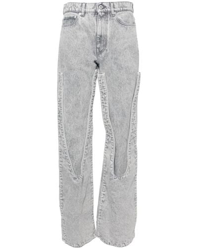 Y. Project Paneled Organic Cotton Jeans - Women's - Organic Cotton - Gray