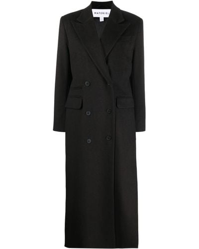 Matériel Brown Double-breasted Coat - Women's - Wool/polyester - Black