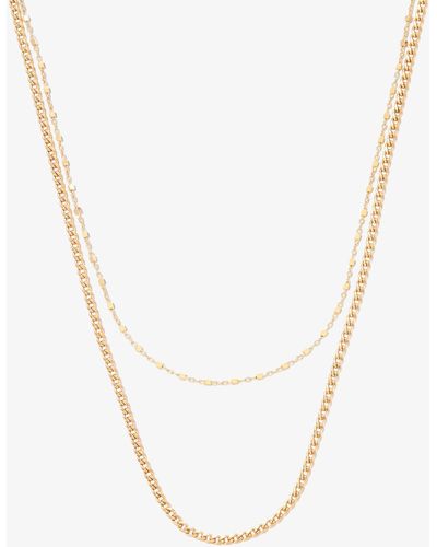 Zoe Chicco 14k Yellow Square Bead Double Chain Necklace - Metallic