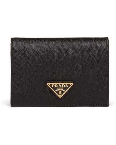 Prada Saffiano Logo Wallet - Black