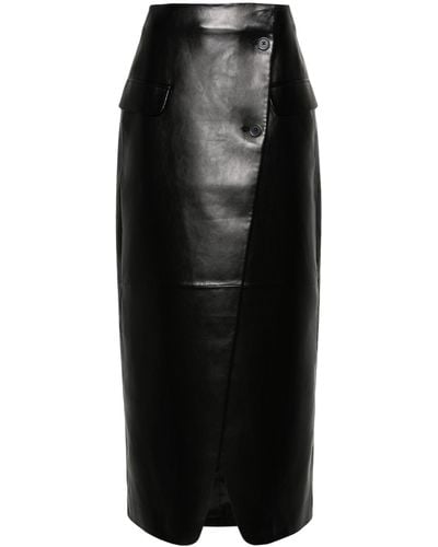 Frankie Shop Nan Wrap Faux-leather Skirt - Women's - Polyurethane/polyester - Black