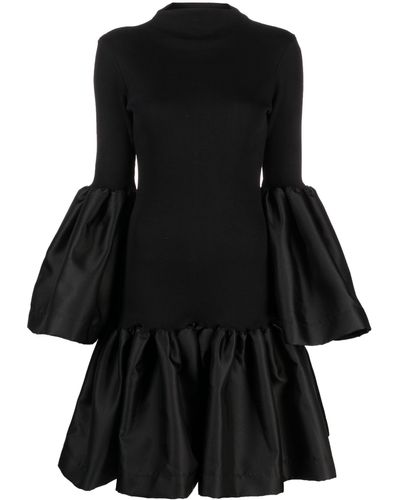 Marques'Almeida Peplum-hem Ribbed-knit Midi Dress - Black