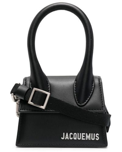 Jacquemus Leather Logo Flap Bag - Black