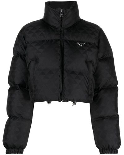 Prada Re-nylon Cropped Puffer Jacket - Women's - Nylon - Black