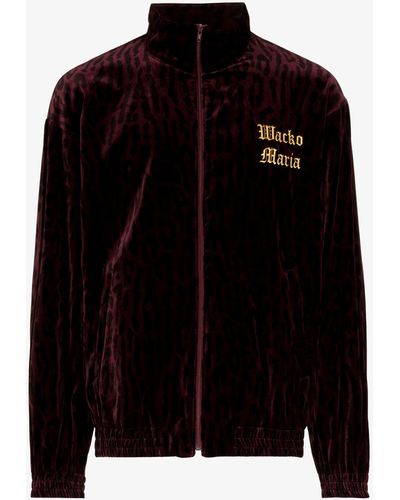 Wacko Maria Leopard Print Velvet Zip-up Sweatshirt - Men's - Cotton - Black