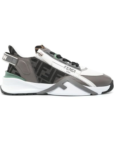 Fendi Flow Ff-jacquard Trainers - Grey