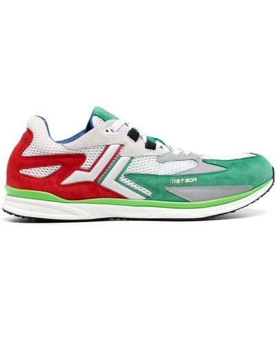 Lanvin White Meteor Suede-trimmed Trainers - Green