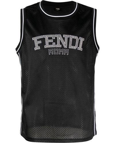 Fendi Logo-embroidered Tank Top - Black